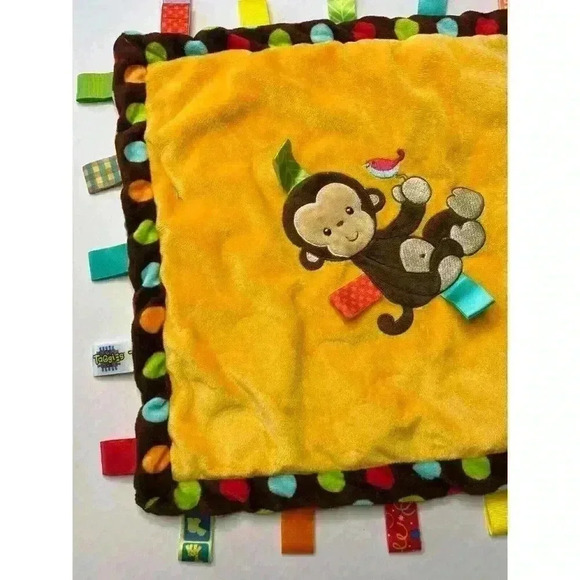 Mary Myer Baby Taggies Lovey Security Blanket Monkey Bird Orange - Picture 3 of 11